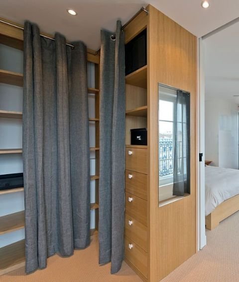 Bedroom wardrobe. Modern bedroom interior
