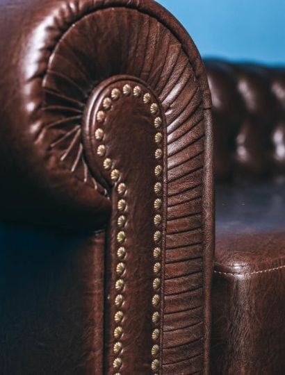 leather upholstery in brown color