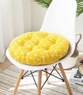 yellow color round chair pad cushion