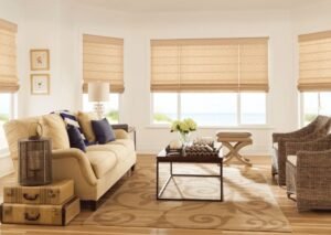 living room roman blinds