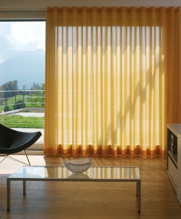 yellow color motorized curtains